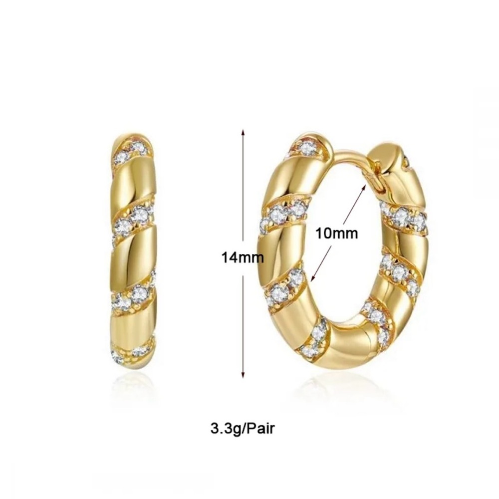 18k Gold Inlaid Zircon Hoop Earrings
